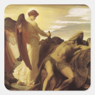 Elijah in Wilderness by Lord Frederic Leighton Square Sticker
