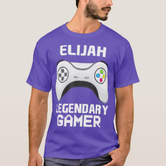 Elijah Legendary Gamer Personalised Video Gaming T-Shirt