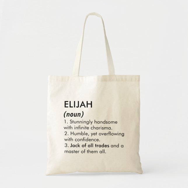 Elijah name, Editable name, Custom name Tote Bag (Front)