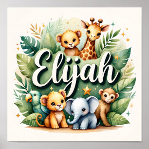 Elijah Safari Nursery Wall Art