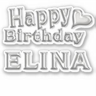 Elina Happy Birthday silver Sticker