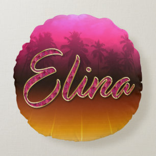 Elina Vorname Name golden pink Kissen Round Cushion