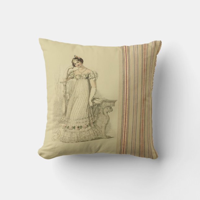 Elinor, Jane Austen inspired regency ivory Cushion (Front)