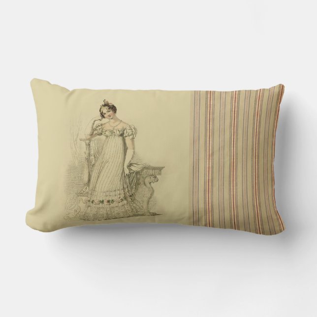 Elinor, Jane Austen inspired, Regency style, cream Lumbar Cushion (Front)