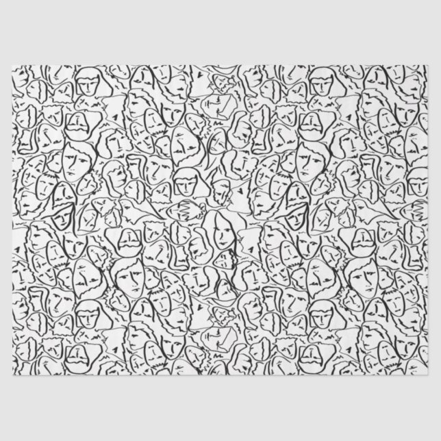 Elio's Shirt Faces in Black Outlines on White Tissue Paper (Front)