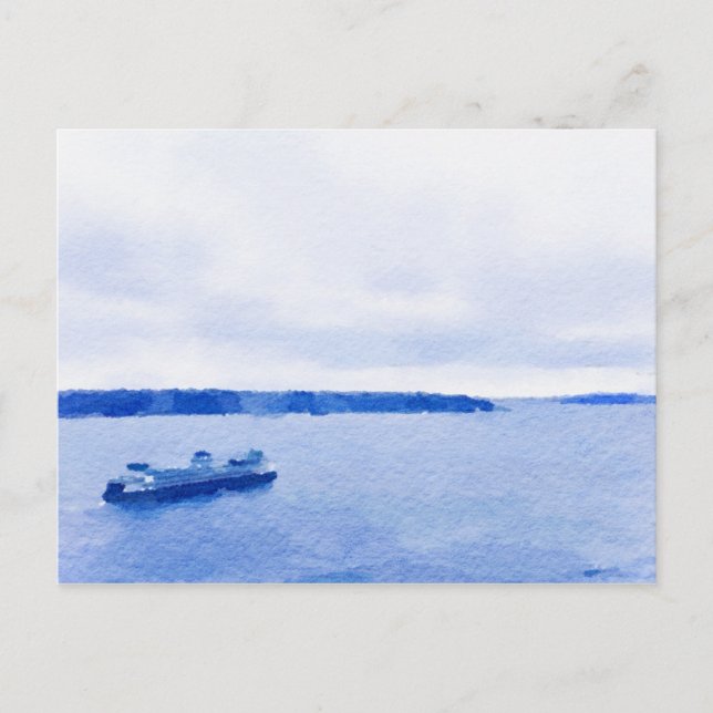 Eliot Bay Seattle Ferry Watercolor Postcard (Front)