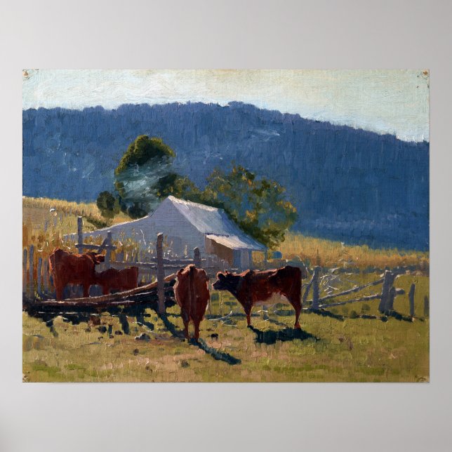 Elioth Gruner Milking time (Araluen Valley) Poster (Front)