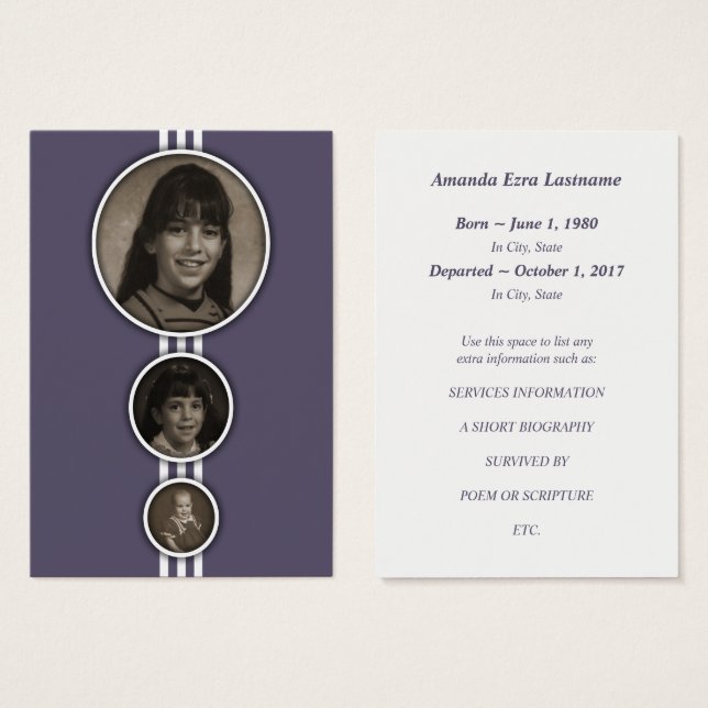 elipses purple memorial cards (Front & Back)
