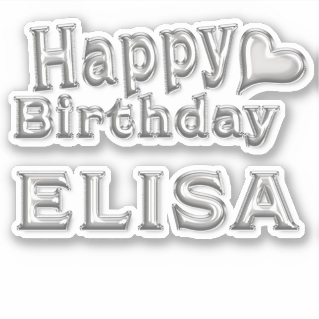 Elisa Happy Birthday silver stickers (Front)