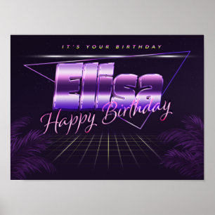 Elisa Name Vorname lila retro Poster Geburtstag