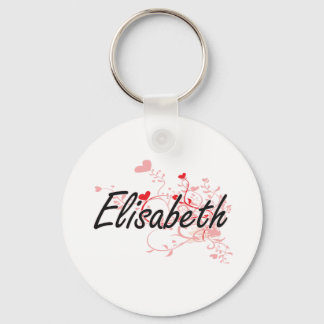 Elisabeth Artistic Name Design with Hearts Key Ring