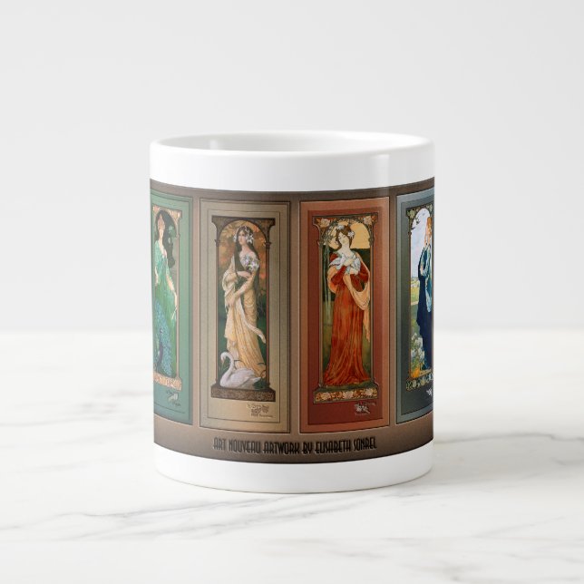 Élisabeth Sonrel Art Nouveau Maiden Bird Series Large Coffee Mug (Front)