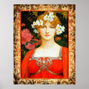 Elisabeth Sonrel Painting of a Maiden. Poster