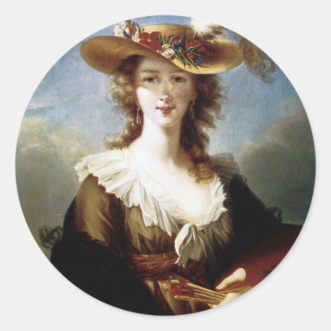 Elisabeth Vigee-Lebrun Self Portrait Classic Round Sticker (Front)