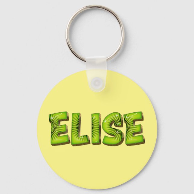 Elise Name Kiwi Design Key Ring (Front)