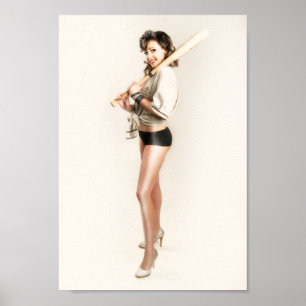 Elise with bat poster