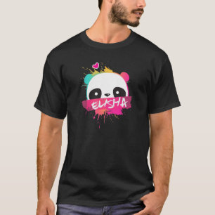 ELISHA - Beautiful Girl Name With Adorable Panda T-Shirt