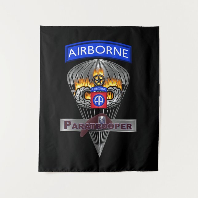 Elite 82nd Airborne Division Silver Chute Tapestry (Front)