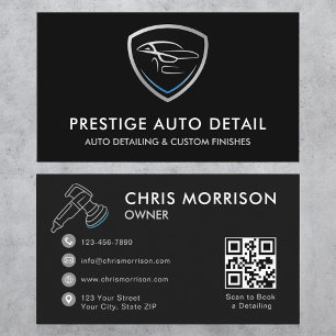 Elite Car Wash QR Code Vehicle Detailing Service Business Card