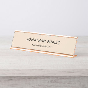 Elite Champagne Colour Rose Gold Simple Design Desk Name Plate