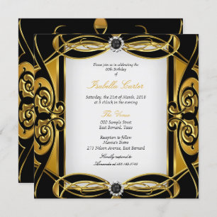 Elite Deco Golden Black Pearl White Birthday Party Invitation