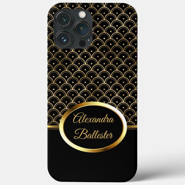 Elite Elegant Art Deco Gold Black Case-Mate iPhone Case (Back)