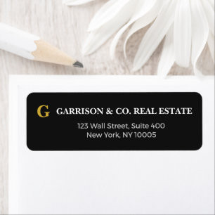 Elite Executive Black Gold Monogram Return Address Label