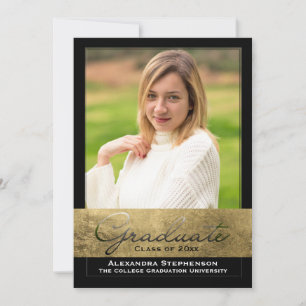 Elite Gold Foil Cutout Effect Photo Graduation Invitation