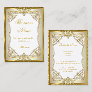 Elite Gold White beige Cream Pearl Business Card