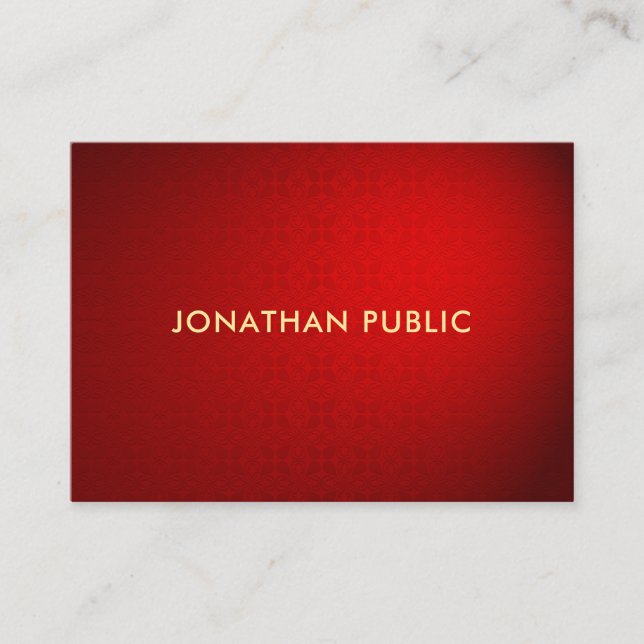 Elite Red Damask Gold Text Professional Classy Business Card (Front)