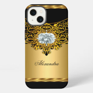 Elite Regal Gold Black Ornate Diamond Jewel iPhone Case