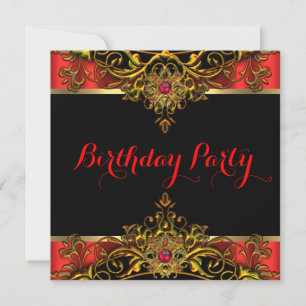Elite Regal Red Gold Black Elegant Birthday Party Invitation