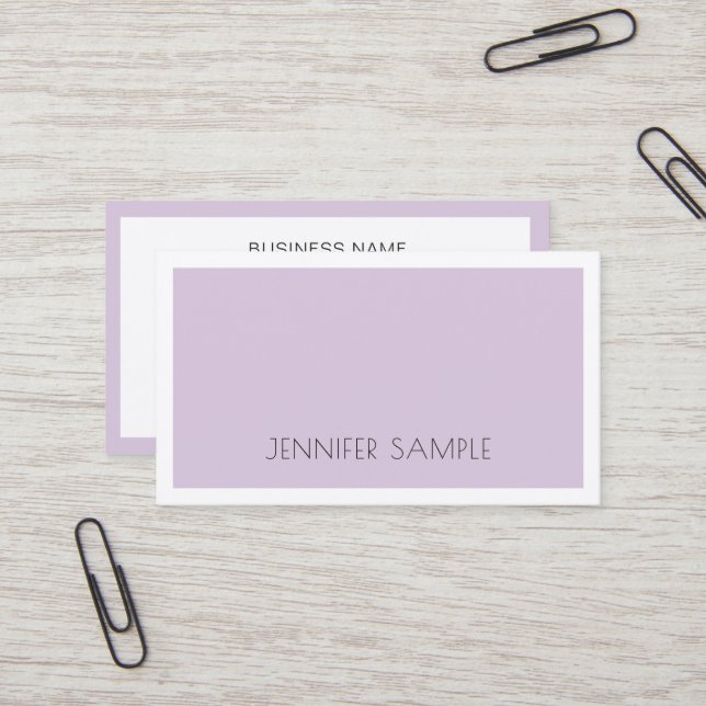 Elite Simple Design Trendy Violet Purple Luxury Business Card (Front/Back In Situ)