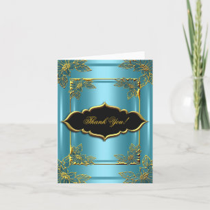 Elite Thank You Card Elegant Blue Teal Gold