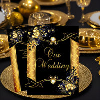 Elite Wedding Gold Black Floral Diamonds