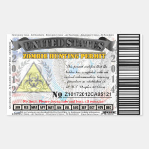 Elite Zombie Hunting Permit Rectangular Sticker