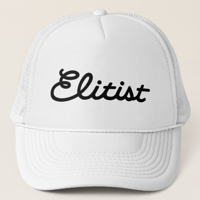 Elitist Trucker Hat: Large Logo (black/white) Hat (Front)
