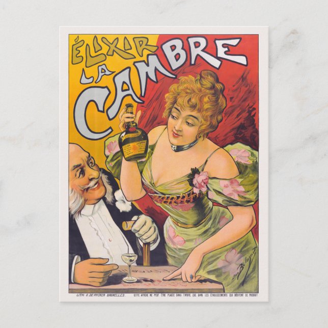 Élixir La Cambre Vintage Poster ca. 1900 Postcard (Front)