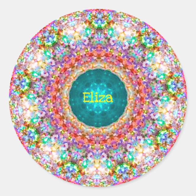 ELIZA ~ Sweet Floral Pattern ~ Personalised Classic Round Sticker (Front)