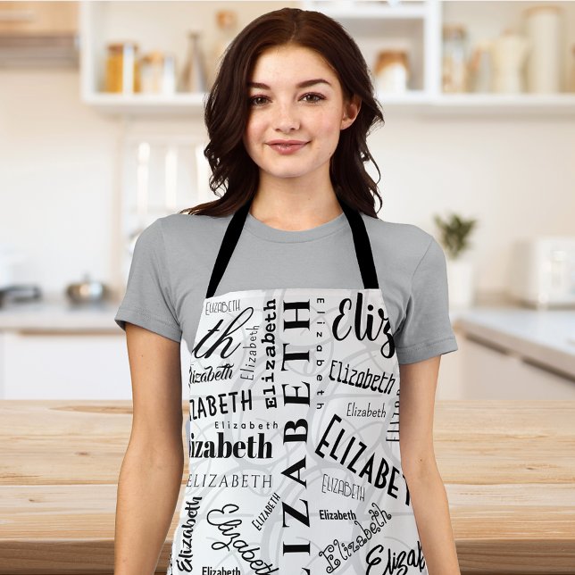 Elizabeth Black White Custom Name Apron (Creator Uploaded)