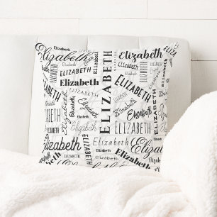 Elizabeth Black White Custom Name Cushion