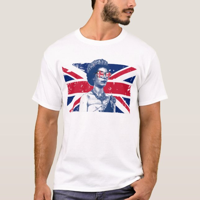 Elizabeth British Flag England Queen Of England T-Shirt (Front)