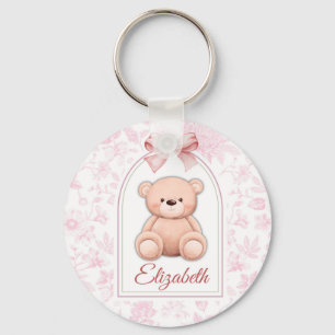 Elizabeth   Custom Pink Teddy Bear Nursery Design  Key Ring