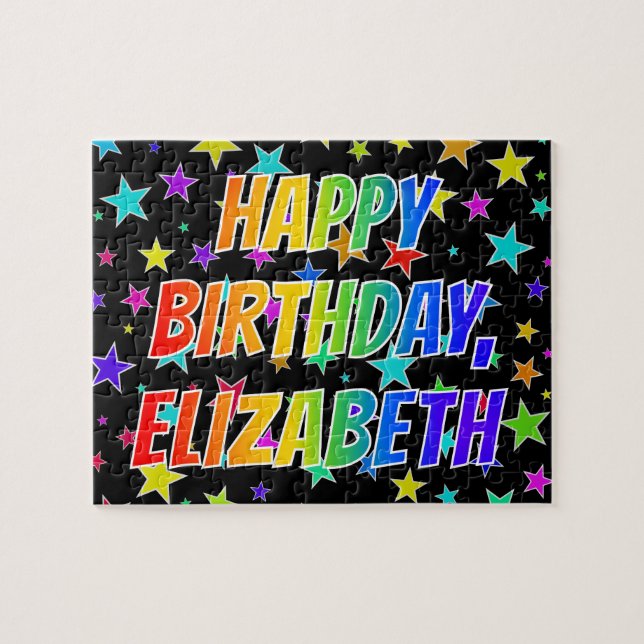 "ELIZABETH" First Name, Fun "HAPPY BIRTHDAY" Jigsaw Puzzle (Horizontal)