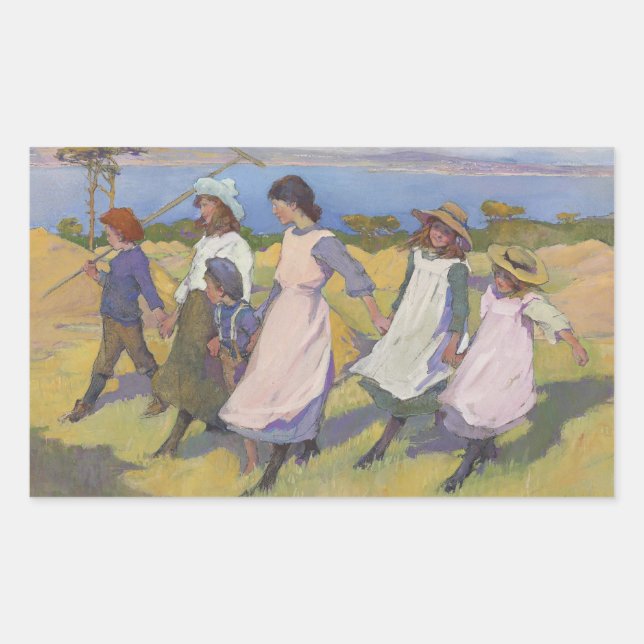 Elizabeth Forbes - Here we are gathering nuts Rectangular Sticker (Front)