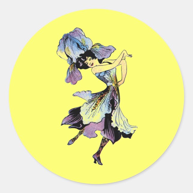 Elizabeth Gordon Iris Flower Fairy Classic Round Sticker (Front)