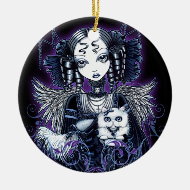 "Elizabeth" Gothic Victorian Angel Ornament (Front)