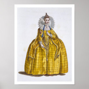Elizabeth I (1530-1603) (coloured engraving) Poster