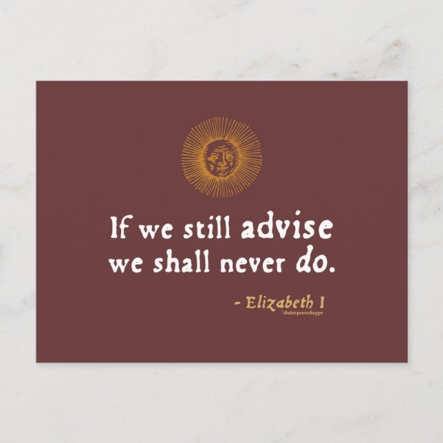 Elizabeth I Quote on Indecision Postcard (Front)