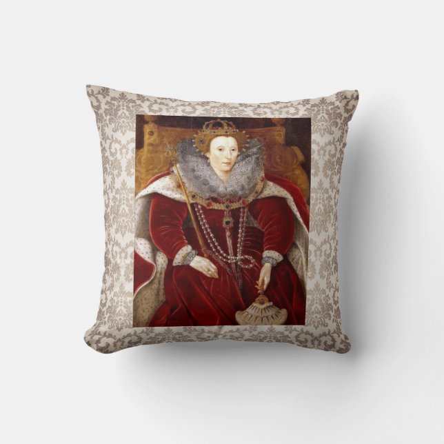Elizabeth I Red Robes Cushion (Front)